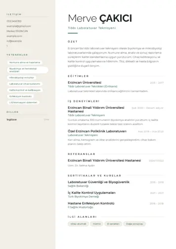 Laboratuvar Teknisyeni Cv Örnekleri cv indir